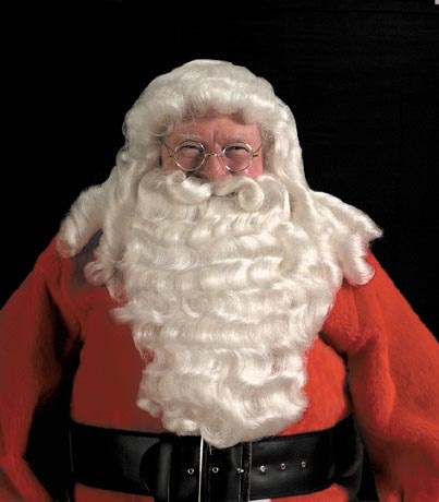 Santa Claus Deluxe Wig and Beard Set Full Synthetic Fiber White Christmas 